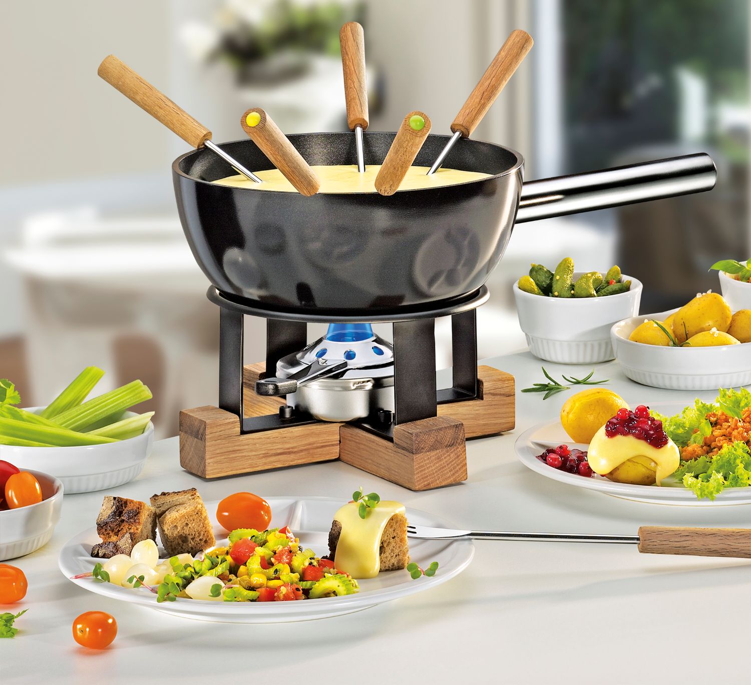 2896305124_ LAUSANNE Sada na sýrové fondue pro 6 osob Ø 23 cm2 l hliník s nepřilnavým povrchem Spring 